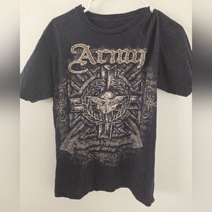 APP Prime Army Black Cross Eagle T Shirt Mens Medium Grunge Affliction y2k style